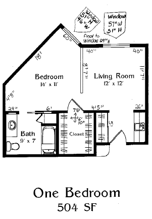 (ONE BEDROOM 504 SF MAP)
